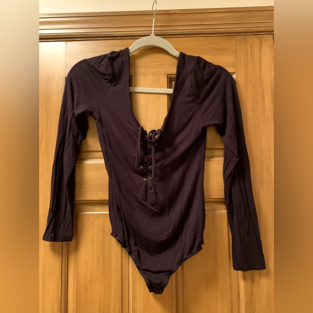 NYTT Black Lace-up Bodysuit